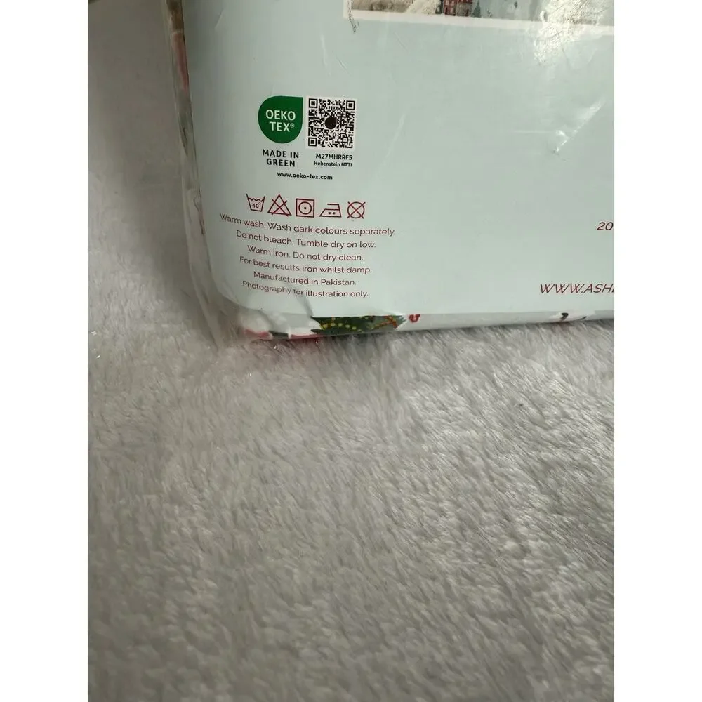New Cath Kidston Queen 4 Piece 100% Cotton Sheet Set London Snow Day Duckegg